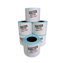 hitmax 58x40 mm lamine termal etiket g.58 y.40 bir rulo 500 adet